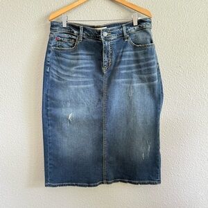 Nordstrom Slink Curvy Denim Midi Skirt Size 18 NWT Distressed‎